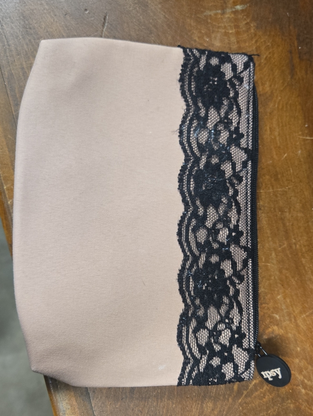 ipsy Beige and Black Lace Makeup Pouch
